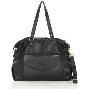 11A. Praktische Bowlingtasche Schultertasche für Damen im Schwarz & Braun aus echtem italienischen Leder
